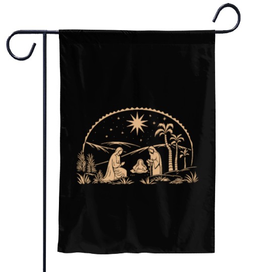 Nativity Scene with Mary Joseph Baby Jesus Garden Flags