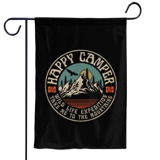 HAPPY CAMPER VINTAGE MOUNTAINS Garden Flags