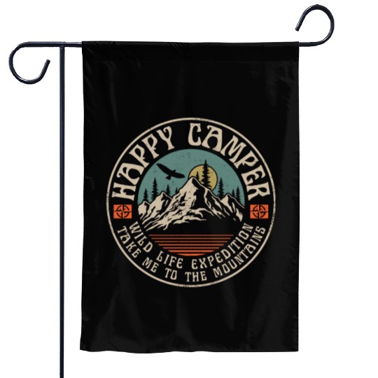 HAPPY CAMPER VINTAGE MOUNTAINS Garden Flags