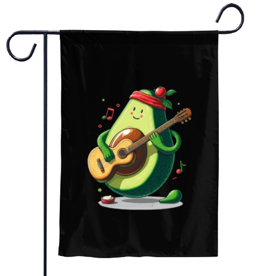 Avocado playing guitar Garden Flags