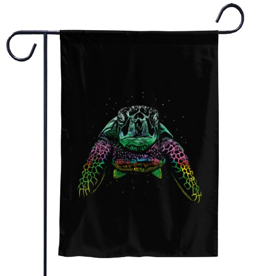 Colorful Turtle Swimming Garden Flags