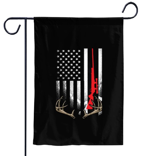 Hunter American Flag Garden Flags USA Hunting Deer