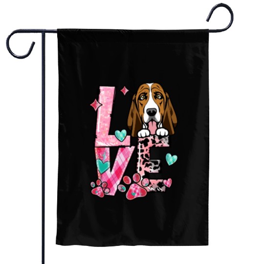 Basset Dog I Love My Dog Valentines Day Garden Flags