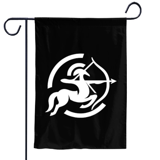 Zodiac Sagittarius Arc Icon Minimalistic White Garden Flags