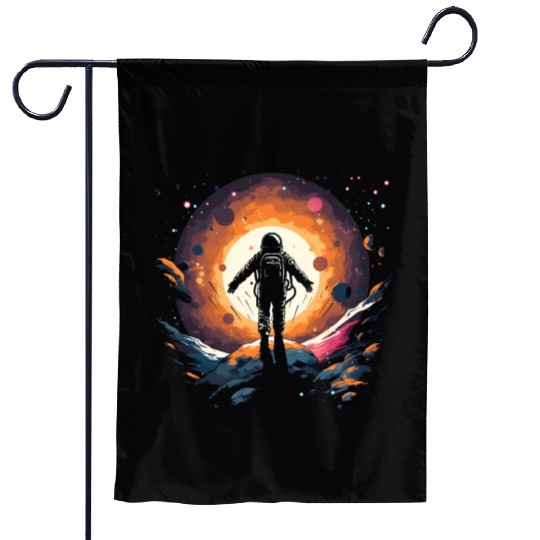 Vintage Minimalist Astronaut Space Adventure Garden Flags