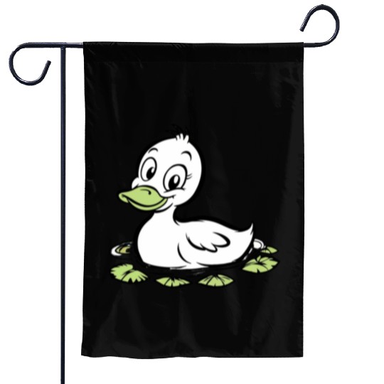 Cute duck swimming in a swamp Garden Flags