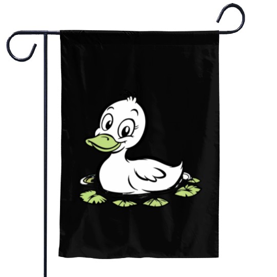 Cute duck swimming in a swamp Garden Flags