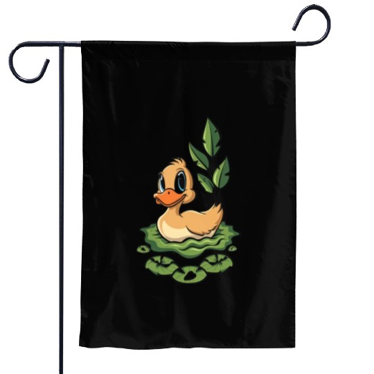 cute duck swimming in a swamp Garden Flags
