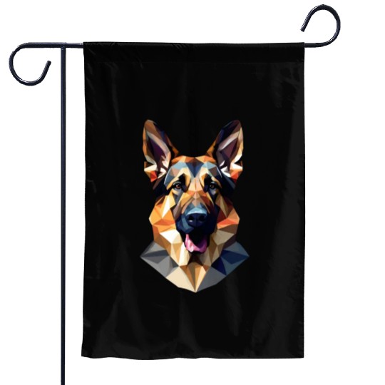 German shepherd dog, German dog, polygon art Garden Flags