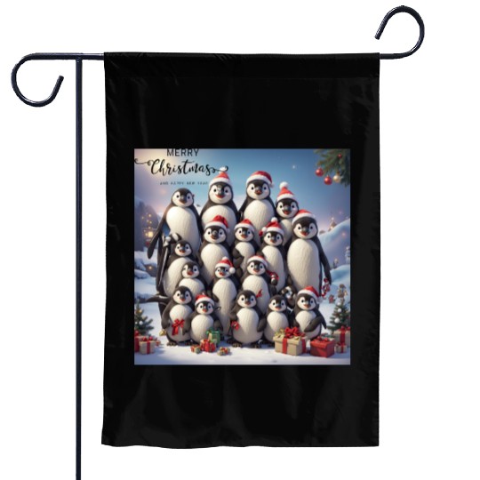 Christmas penguins Garden Flags