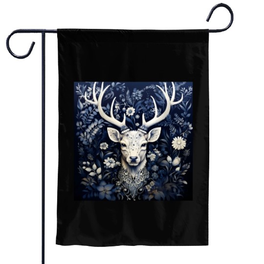 Enchanted Forest Deer Winter Bloom Garden Flags