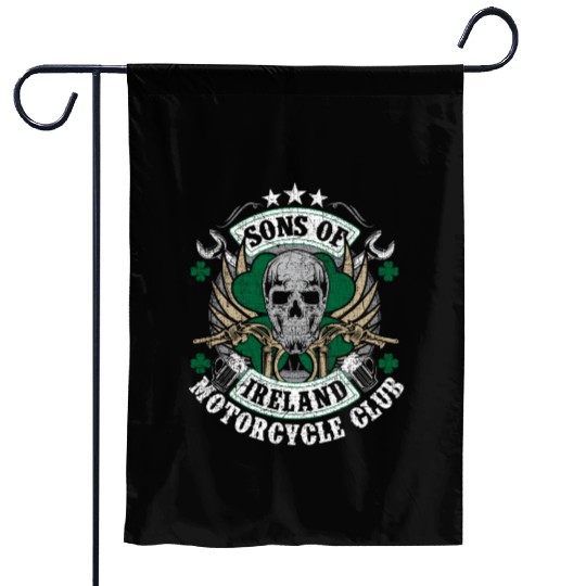 Motorcycle Sons Of Ireland Club Biker Distressed Garden Flags