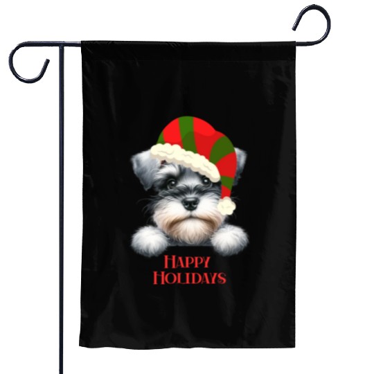 Christmas Peeking Dogs Happy Holidays Garden Flags