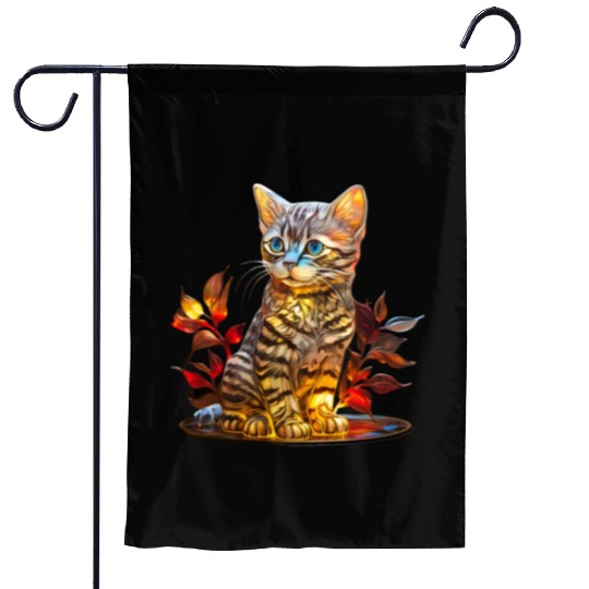 Stained Glass American Shorthair kitten Garden Flags