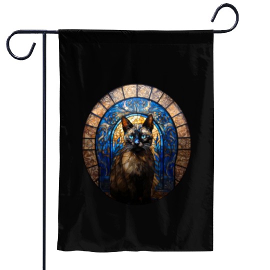Siamese cat in stained glass Garden Flags