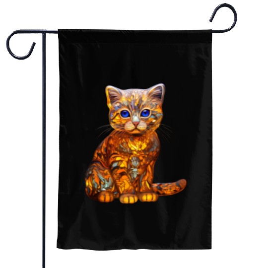 Stained Glass Scottish Fold kitten Garden Flags