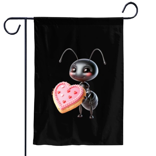 Ant With Heart Cookie Valentine's Day Greeting Garden Flags
