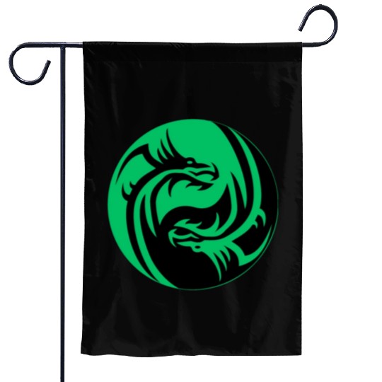 tow Dragonball in circle green and black Garden Flags