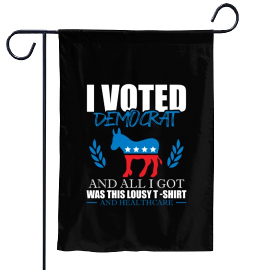 I Voted Democrat American Donkey Joke Voter Vote Garden Flags
