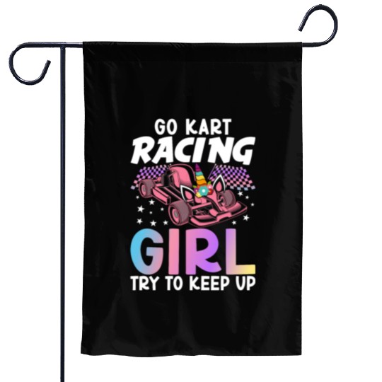 Female Go Kart Racer Go Karting Girl Garden Flags