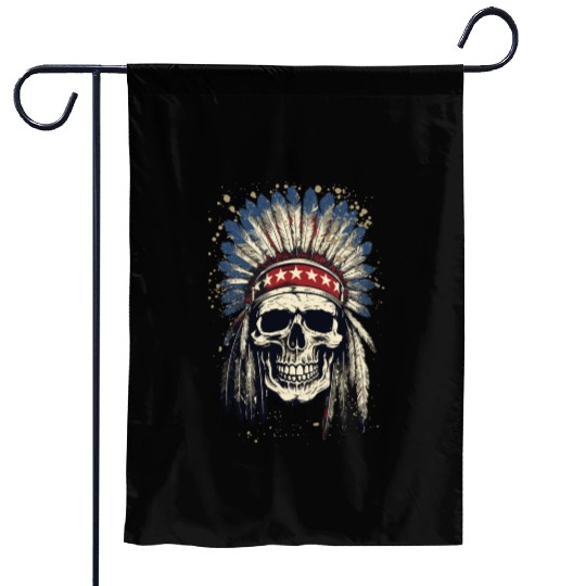 Skull Indian Chief Native American USA Garden Flags