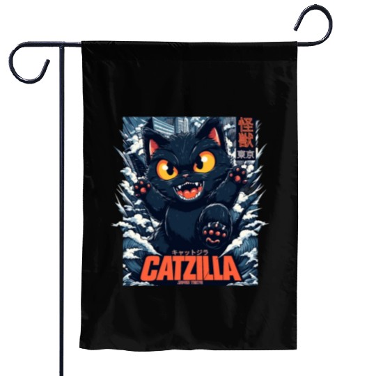 Kaiju Catzilla in Japan Tokyo Garden Flags