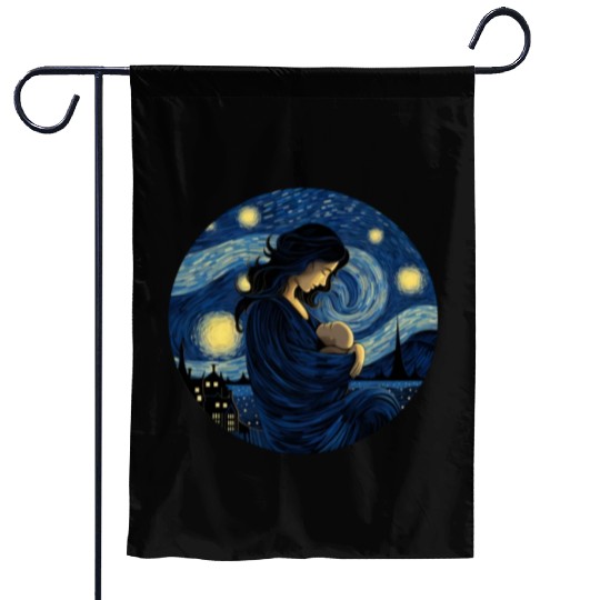 Breastfeeding Starry Night Garden Flags Motherhood