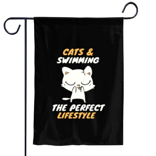 cats and swimming lifestyle Garden Flags
