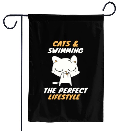 cats and swimming lifestyle Garden Flags