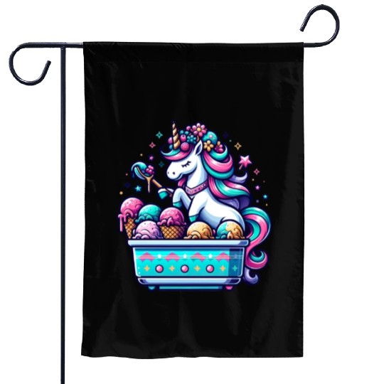Magical Unicorn Ice Cream Maker Garden Flags