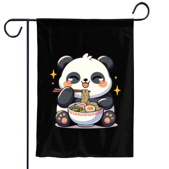 Cute Panda Eats Ramen Noodles Pandas Ramen Garden Flags