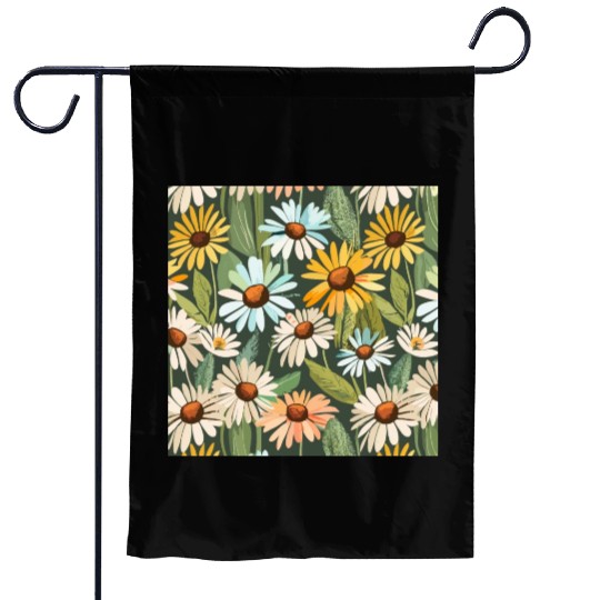 Daisy flower pattern watercolor poster Garden Flags