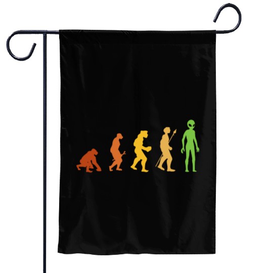 Alien Funny Human Evolution Growth Theory Retro Garden Flags