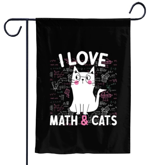 I Love Math and Cats Feline Lover Garden Flags