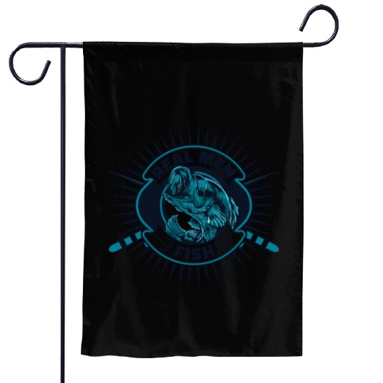 Real Men Fish Deep Sea Boat Ice Fisherman Fly Garden Flags