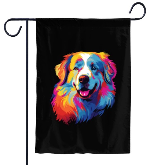 Watercolor Colorful Great Pyrenees Garden Flags