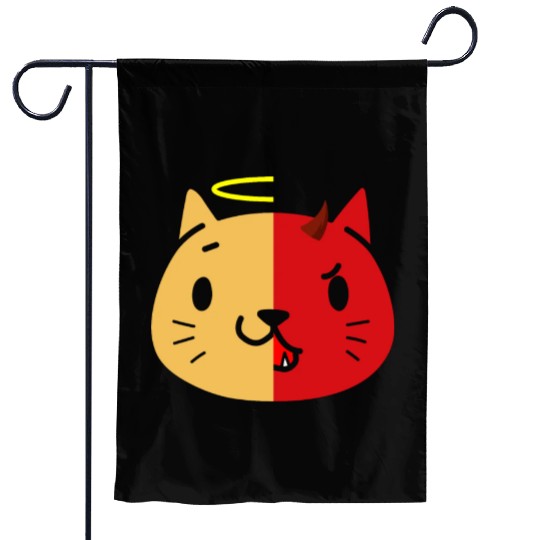 Two Face Cat Angel And Devil Garden Flags