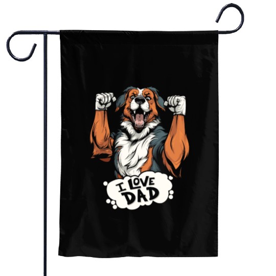 Australian Shepherd Aussie Dog I Love Dad Garden Flags
