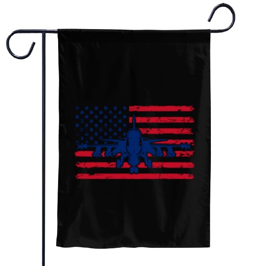 US Flag Airplane Patriotic American Pilot Garden Flags