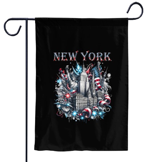 New York Christmas Spirit Garden Flags