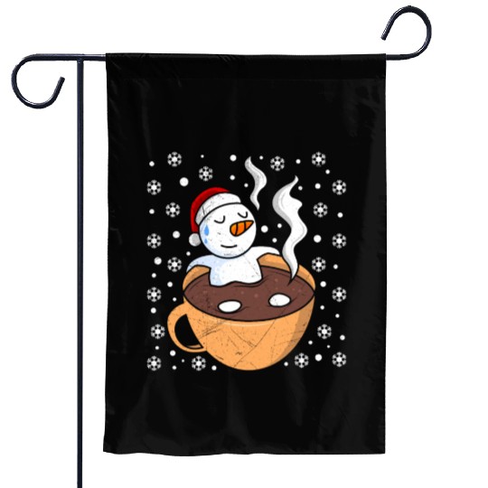 Snowman Hot Cocoa Snowmen Swimming in Hot Garden Flags