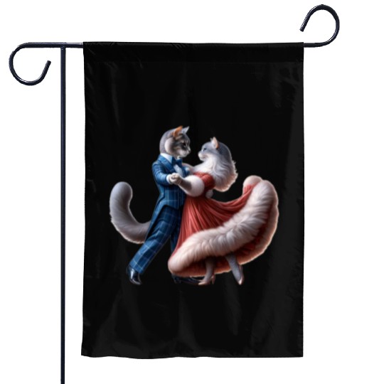 Twilight Dance of Cats Garden Flags