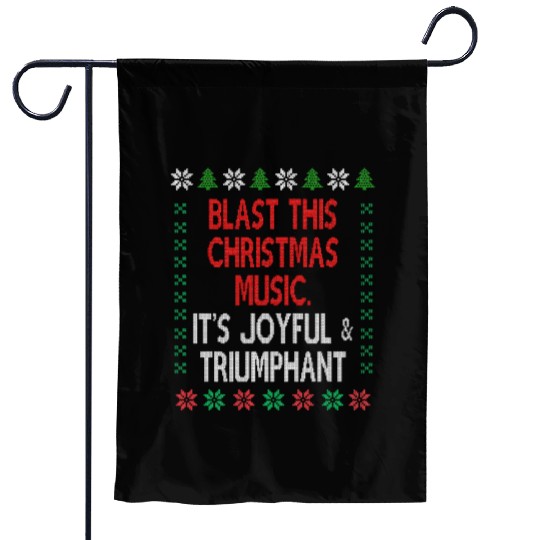 Joyful and triumphant ugly Christmas sweater theme Garden Flags