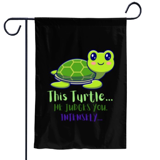 This Turtle He Judges You Intensely Garden Flags