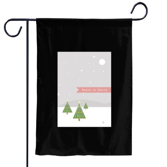 Peace On Earth Christmas Trees Falling Snow Winter Garden Flags