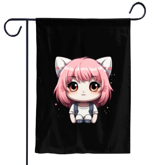 kawaii cat face with cat head Garden Flags