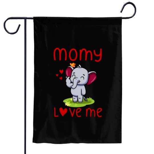 Cute elephant with love sign, Momy Love me Garden Flags