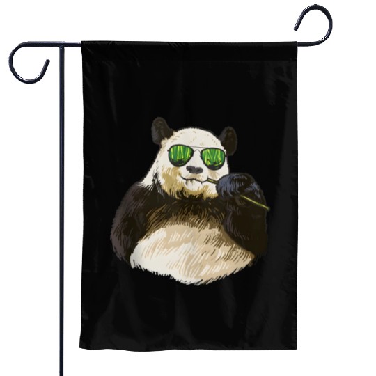 Chilling Panda Eating Bamboo Bear Garden Flags