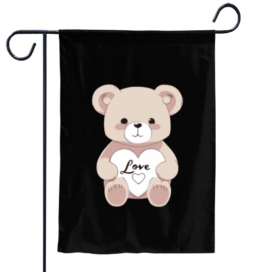 Valentine Teddy Bear Garden Flags
