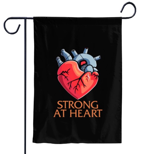 CHD Awareness Garden Flags, Strong At Heart Pumping Iron
